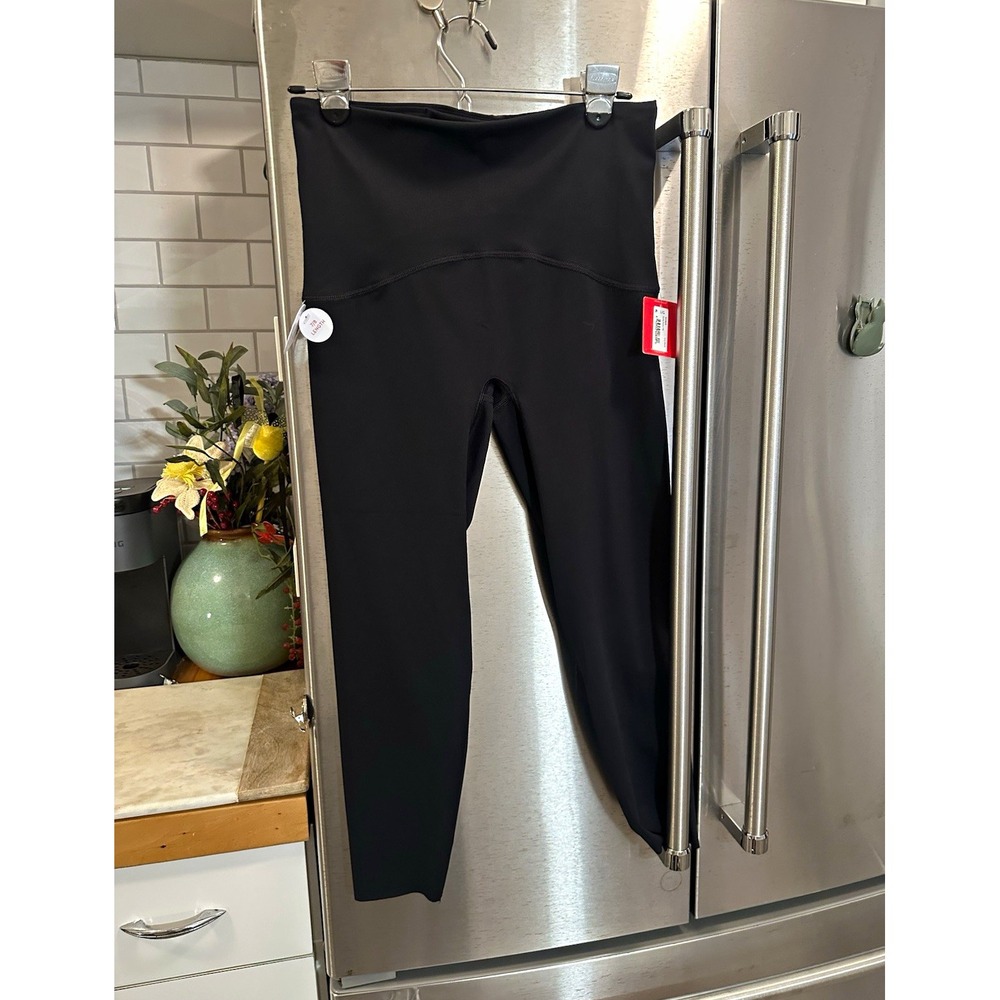 SPANX Booty Boost High Rise Ankle Leggings Very Black Solid Womens L/G